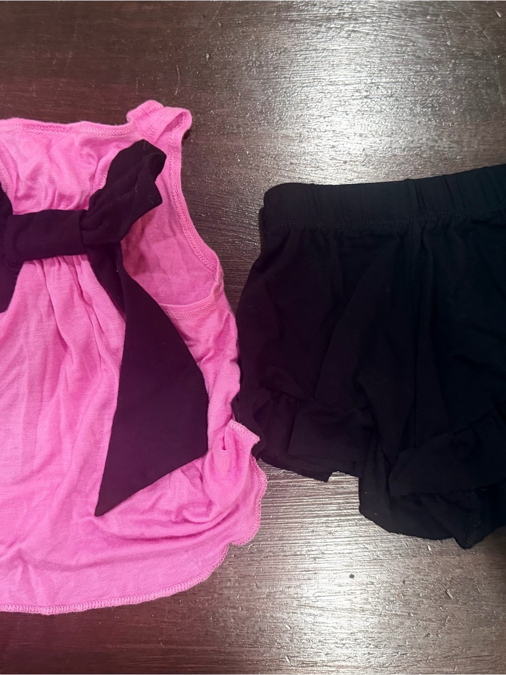 Girls Pink and Black Ruffle Shorts Outfit - Random Hearts Denny’s